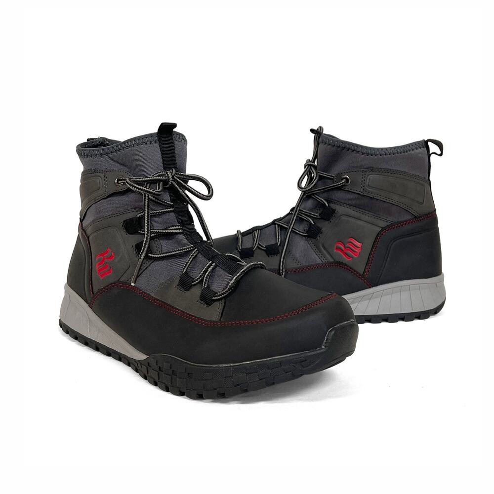 Rocawear Calder Boots Sz 9.5 Mens Lace Up Rubber Neoprene Gray Black High Top